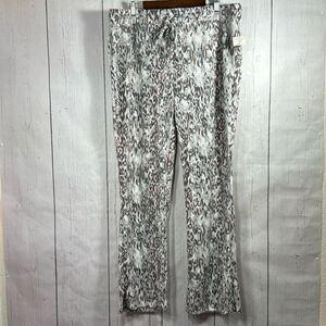 French Laundry Womens Plus Animal Print Drawstring Soft Pockets Gray Pants